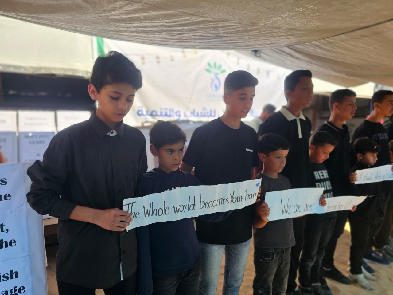 Opening of the English Language Exhibition at Senabil Khan Younis School