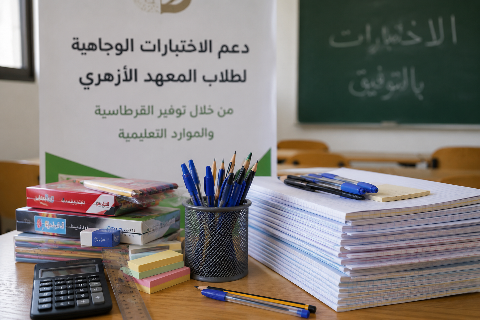 دعم الاختبارات الوجاهية لطلبة المعهد الأزهري من خلال توفير القرطاسية والموارد التعليمية